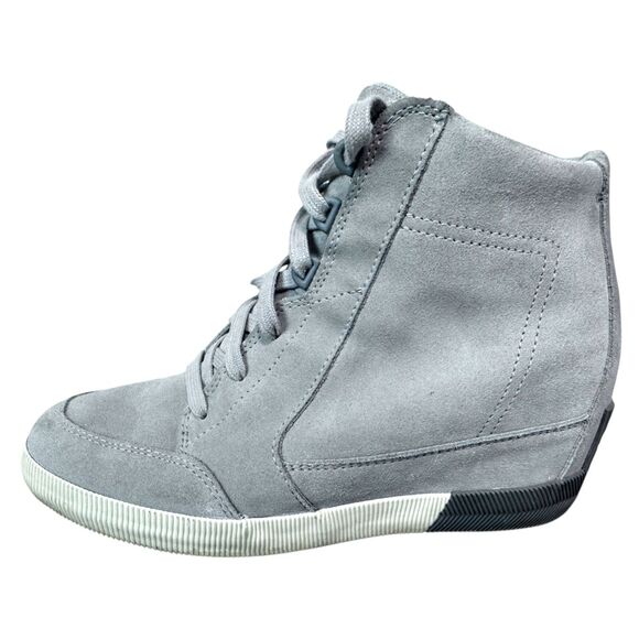 Sorel Women's Out 'N About Gray Suede Wedge Sneaker Bootie Size 10 - Picture 2 of 10